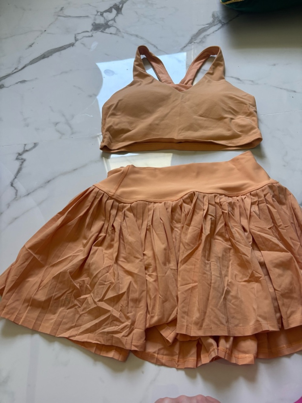 Peach Pleated Skirted Active Skort - Women's Peach Skirt Outfit Matching Top